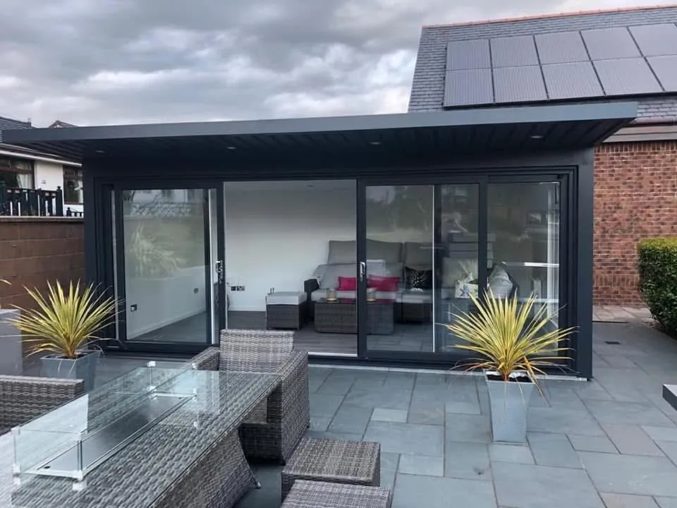 A steel framed garden room 